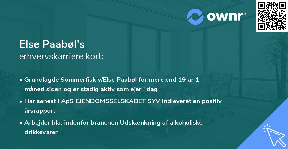 Else Paabøl's erhvervskarriere kort