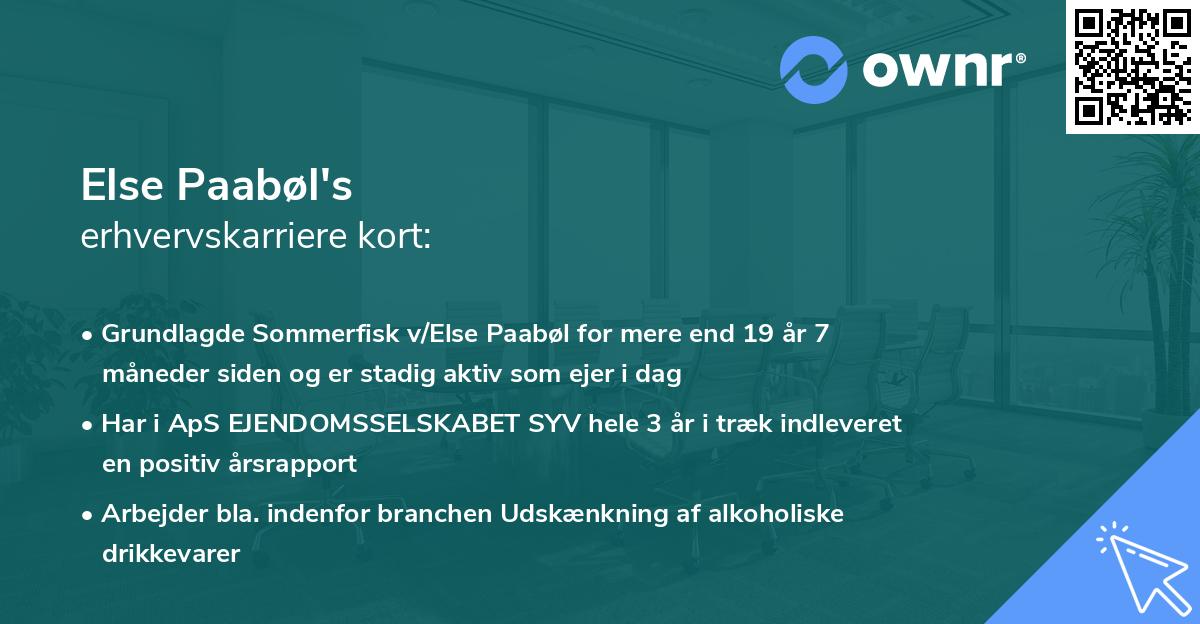 Else Paabøl's erhvervskarriere kort