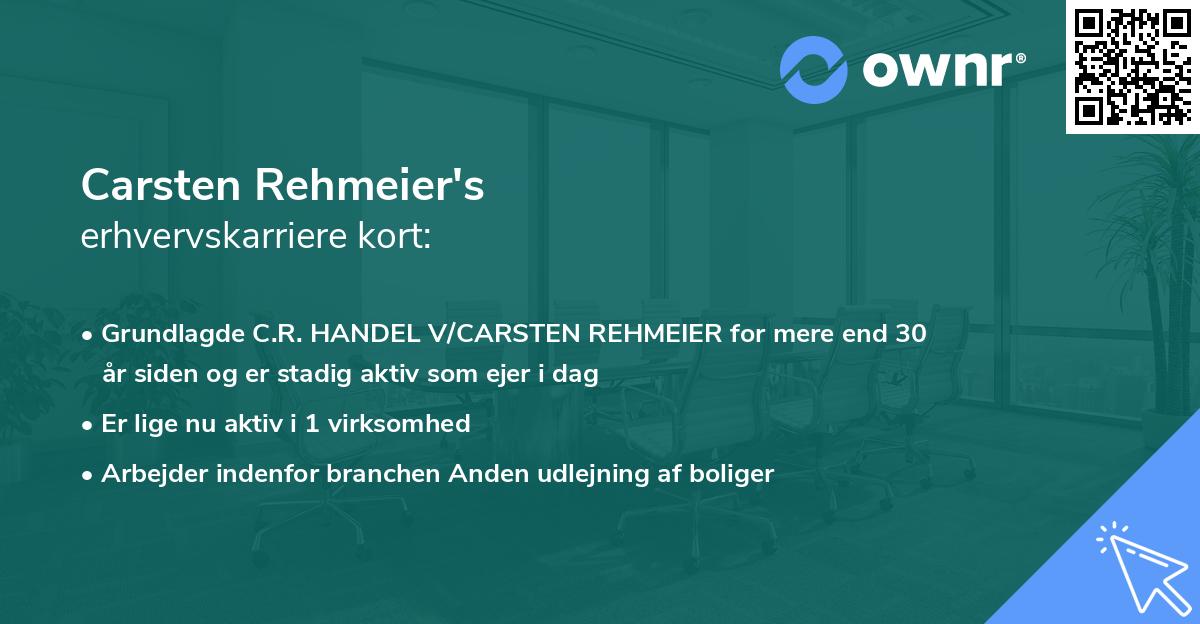 Carsten Rehmeier's erhvervskarriere kort