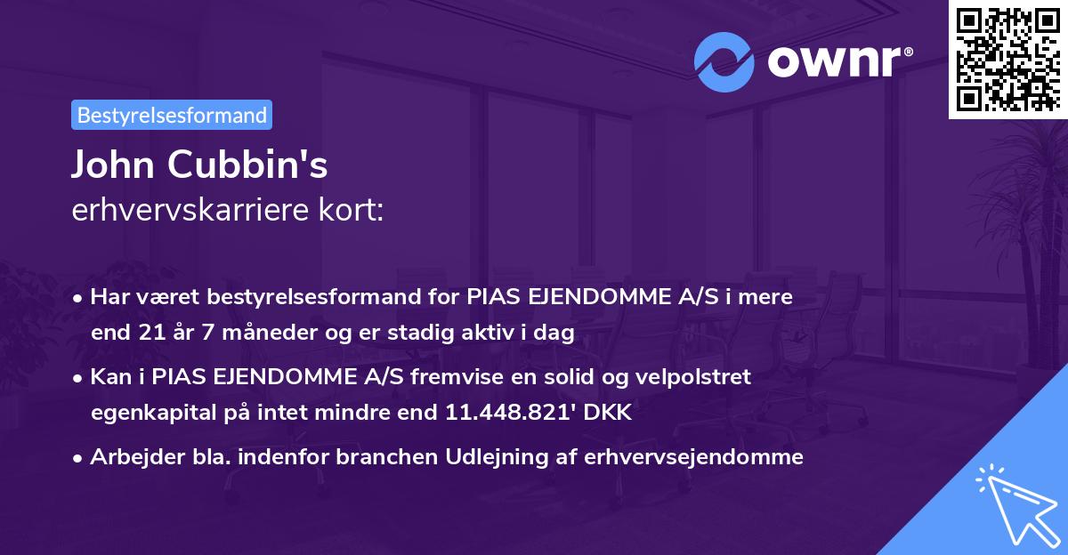 John Cubbin's erhvervskarriere kort
