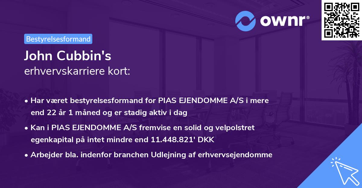 John Cubbin's erhvervskarriere kort