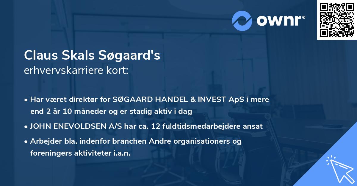Claus Skals Søgaard's erhvervskarriere kort