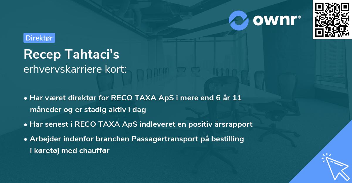 Recep Tahtaci's erhvervskarriere kort