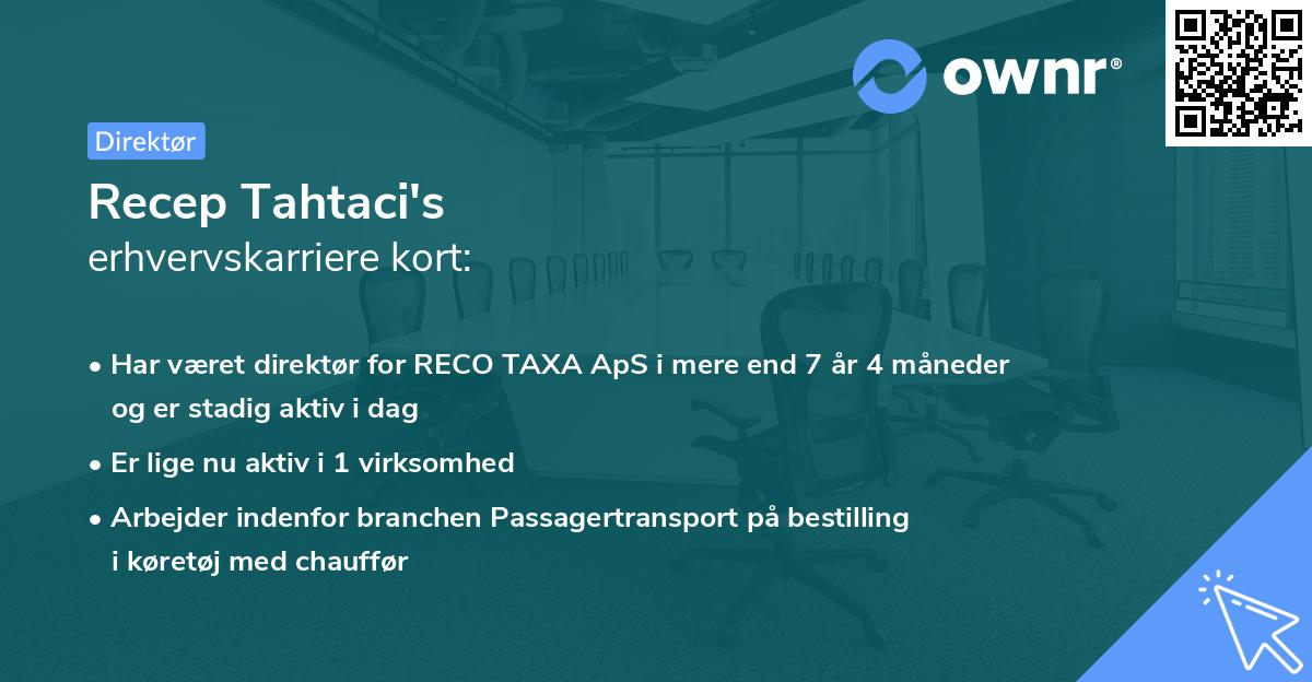 Recep Tahtaci's erhvervskarriere kort