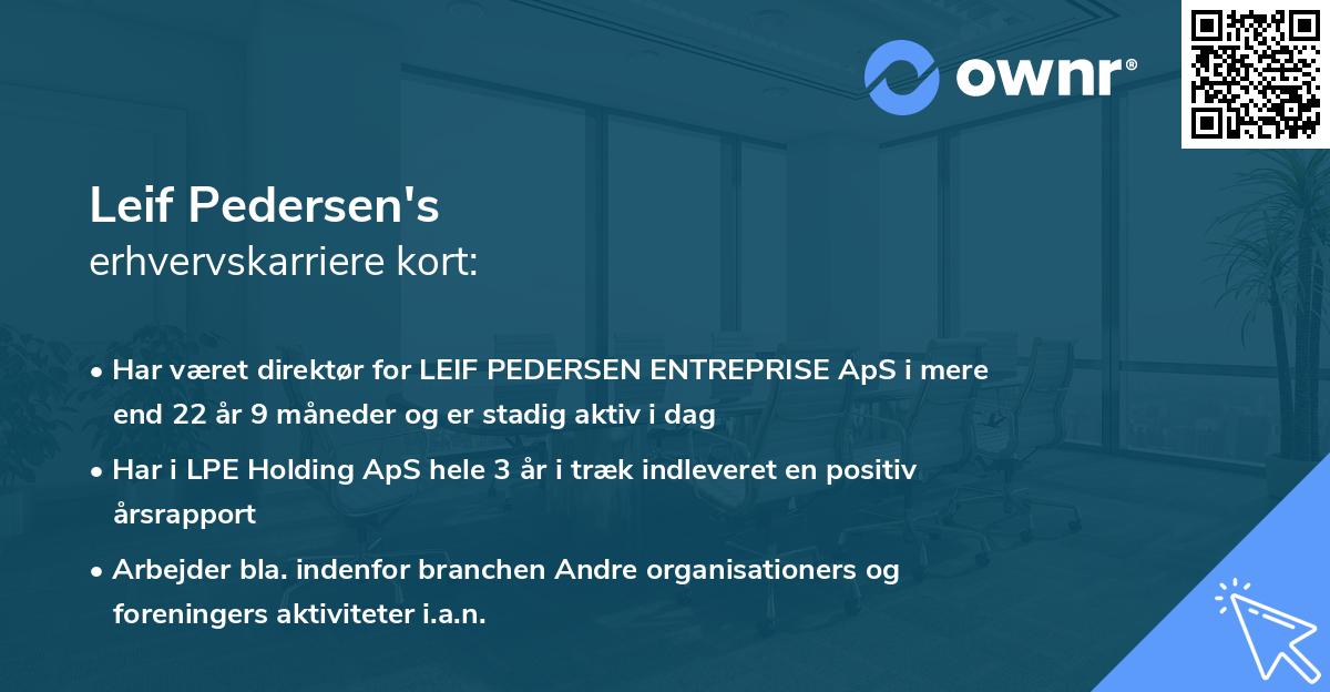 Leif Pedersen's erhvervskarriere kort