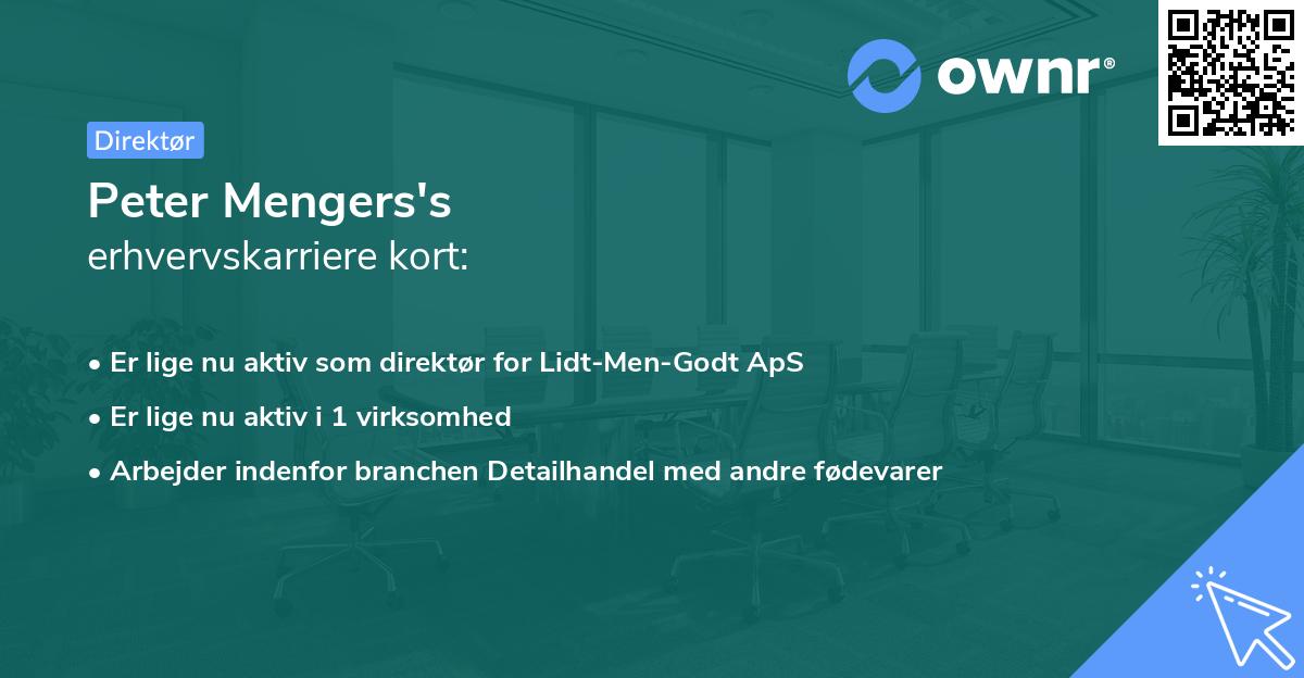 Peter Mengers's erhvervskarriere kort