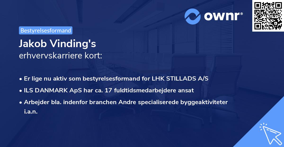 Jakob Vinding's erhvervskarriere kort