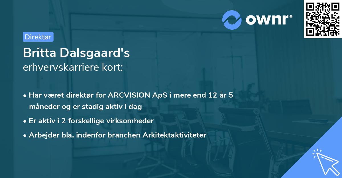 Britta Dalsgaard's erhvervskarriere kort