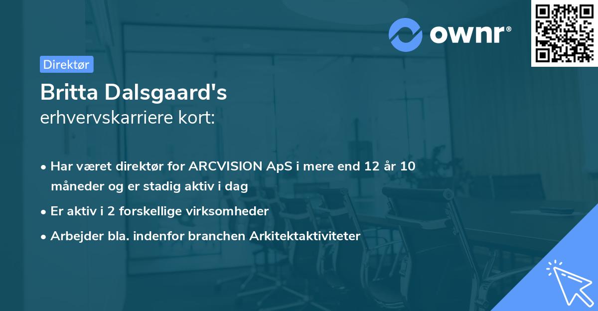 Britta Dalsgaard's erhvervskarriere kort