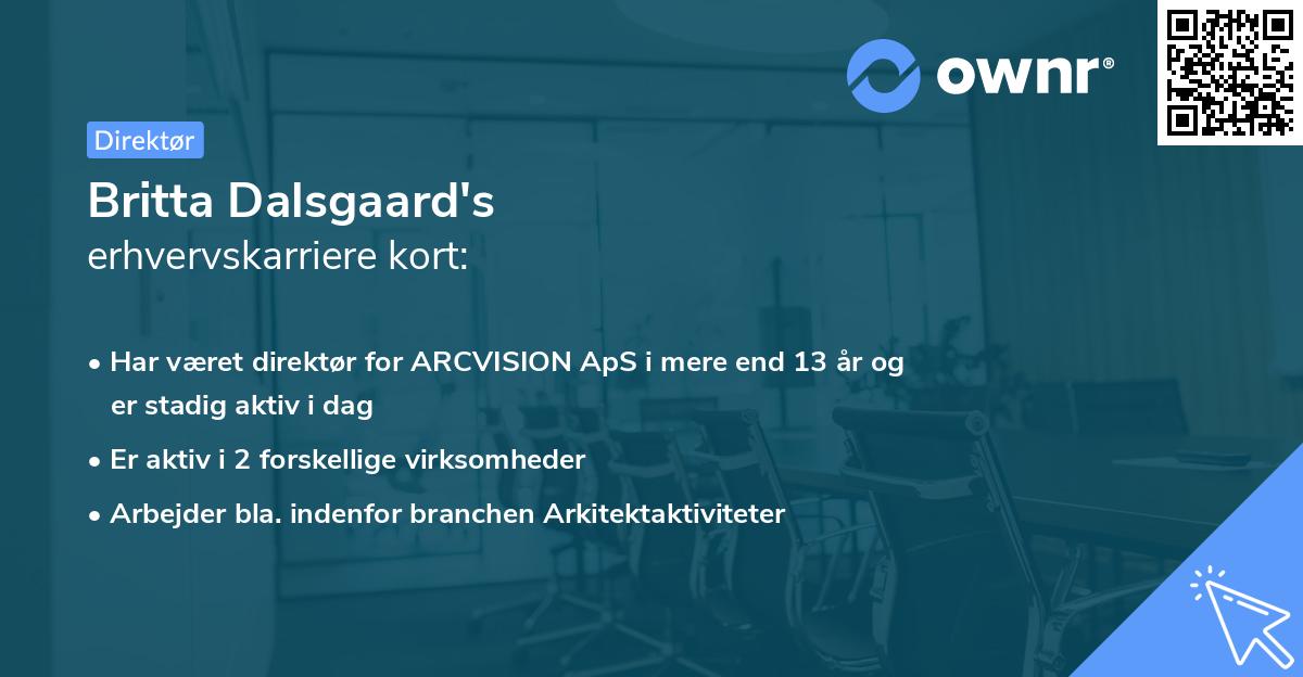 Britta Dalsgaard's erhvervskarriere kort