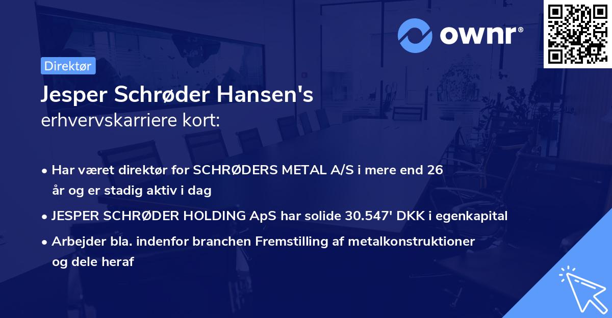 Jesper Schrøder Hansen's erhvervskarriere kort