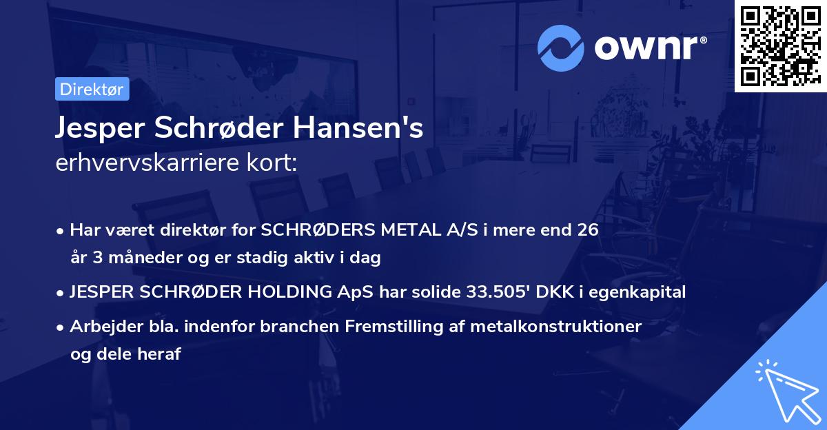 Jesper Schrøder Hansen's erhvervskarriere kort