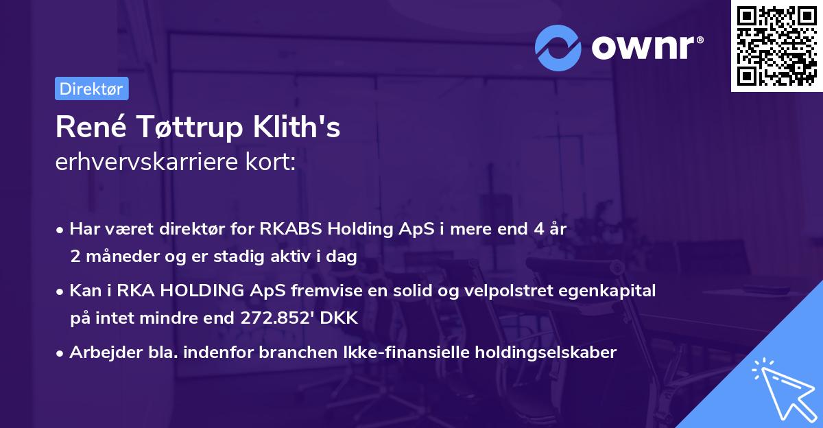 René Tøttrup Klith's erhvervskarriere kort