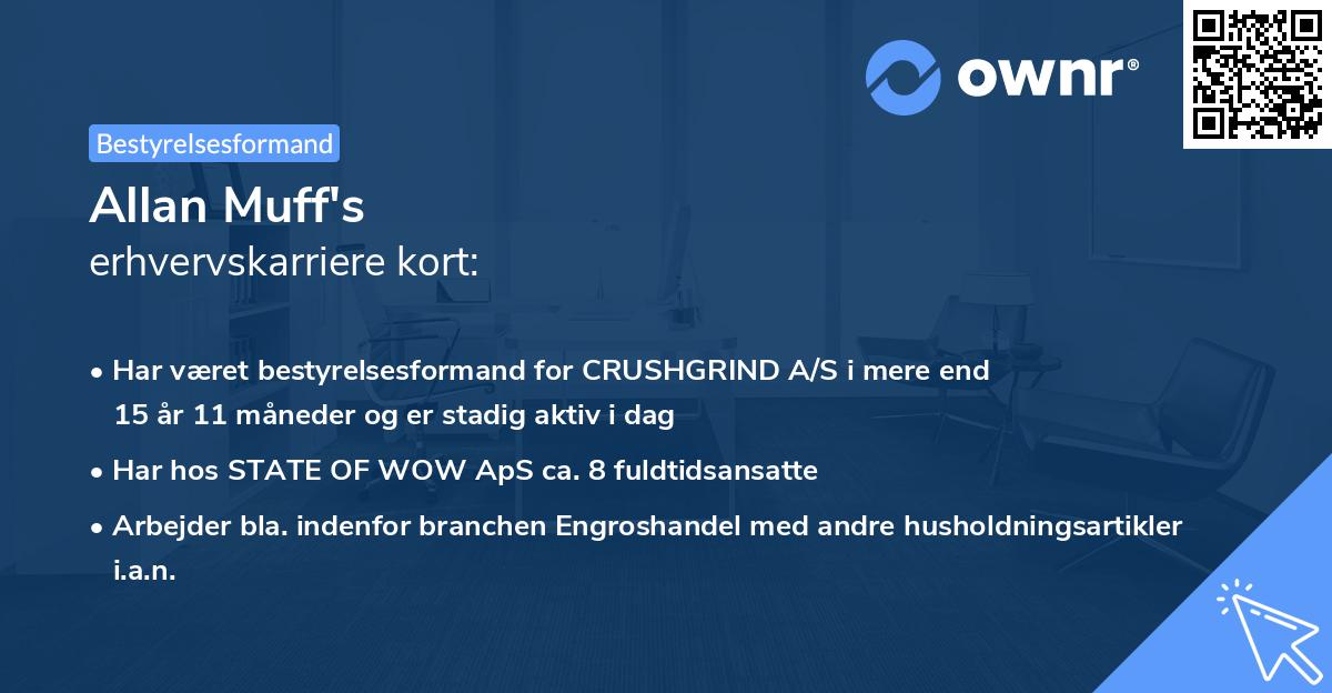 Allan Muff's erhvervskarriere kort