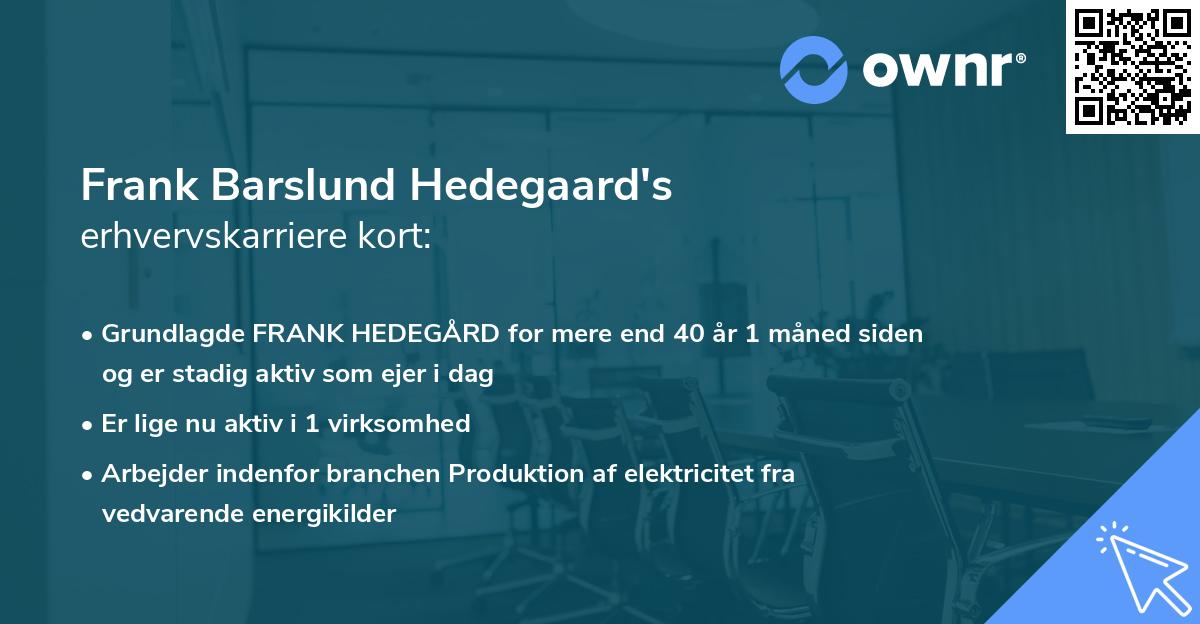 Frank Barslund Hedegaard's erhvervskarriere kort
