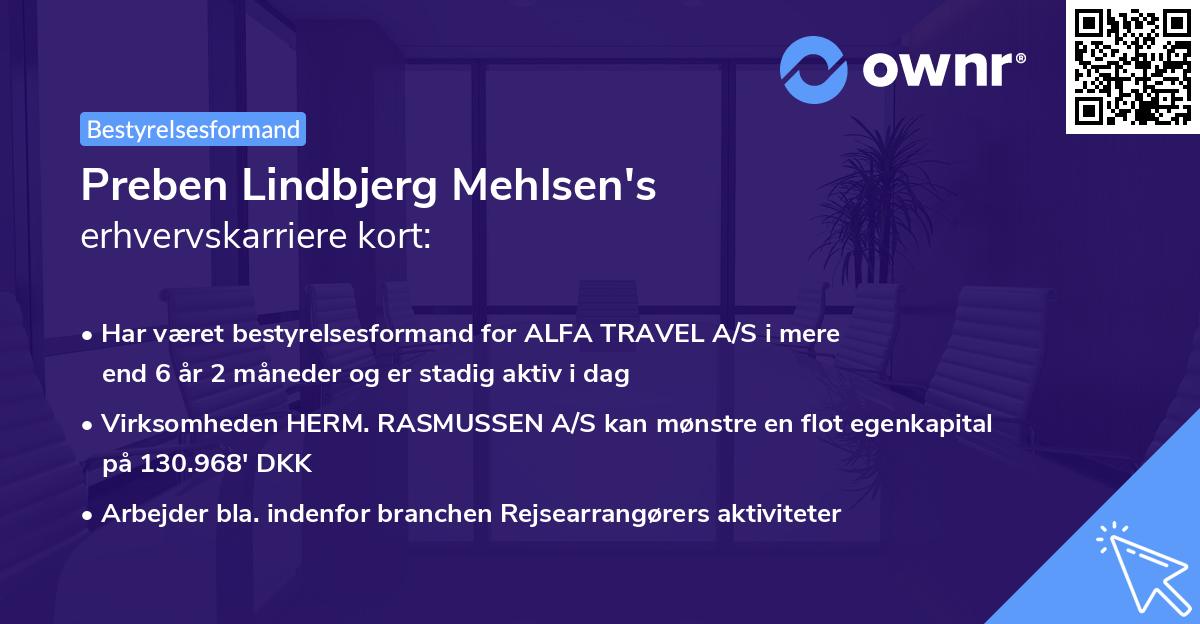 Preben Lindbjerg Mehlsen's erhvervskarriere kort