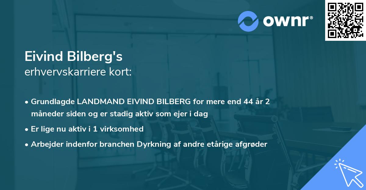 Eivind Bilberg's erhvervskarriere kort