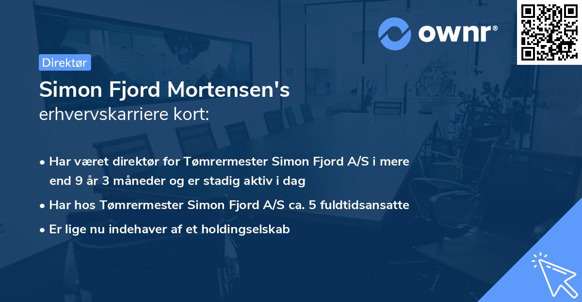 Simon Fjord Mortensen's erhvervskarriere kort