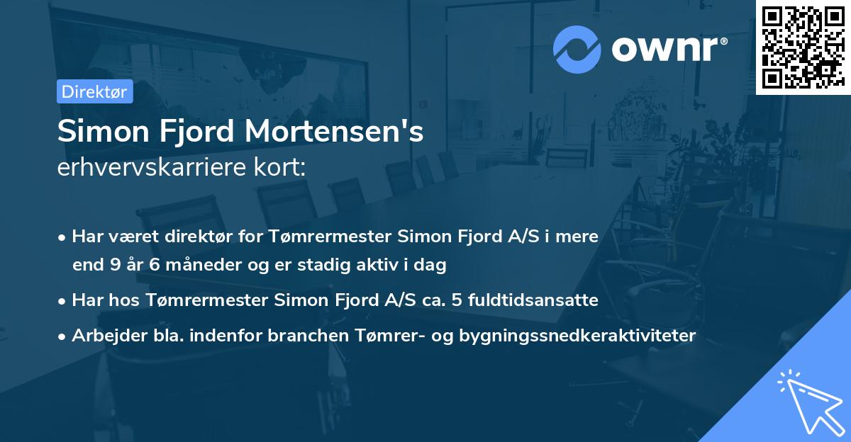 Simon Fjord Mortensen's erhvervskarriere kort