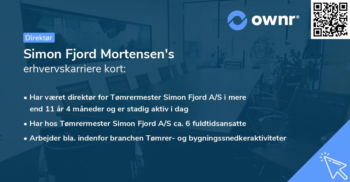 Simon Fjord Mortensen's erhvervskarriere kort