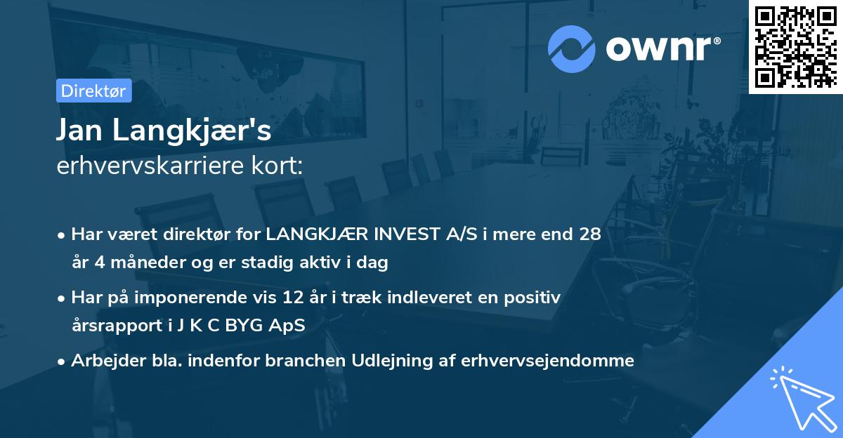 Jan Langkjær's erhvervskarriere kort