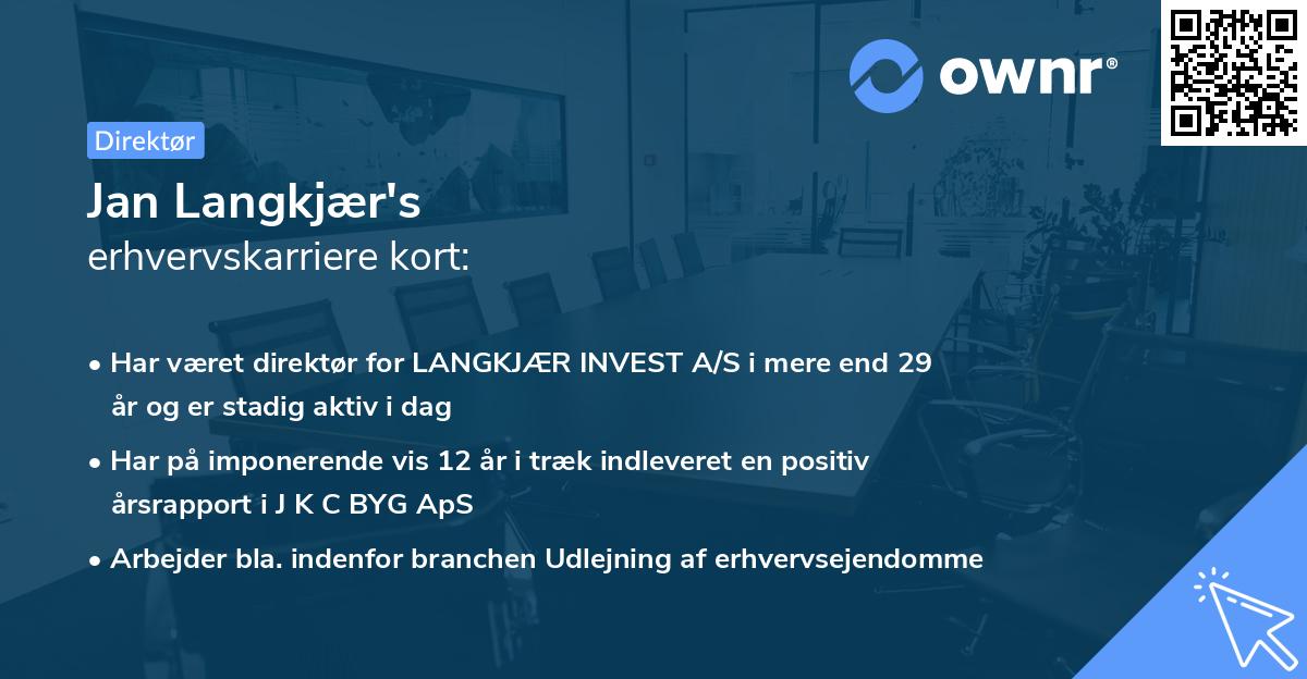 Jan Langkjær's erhvervskarriere kort