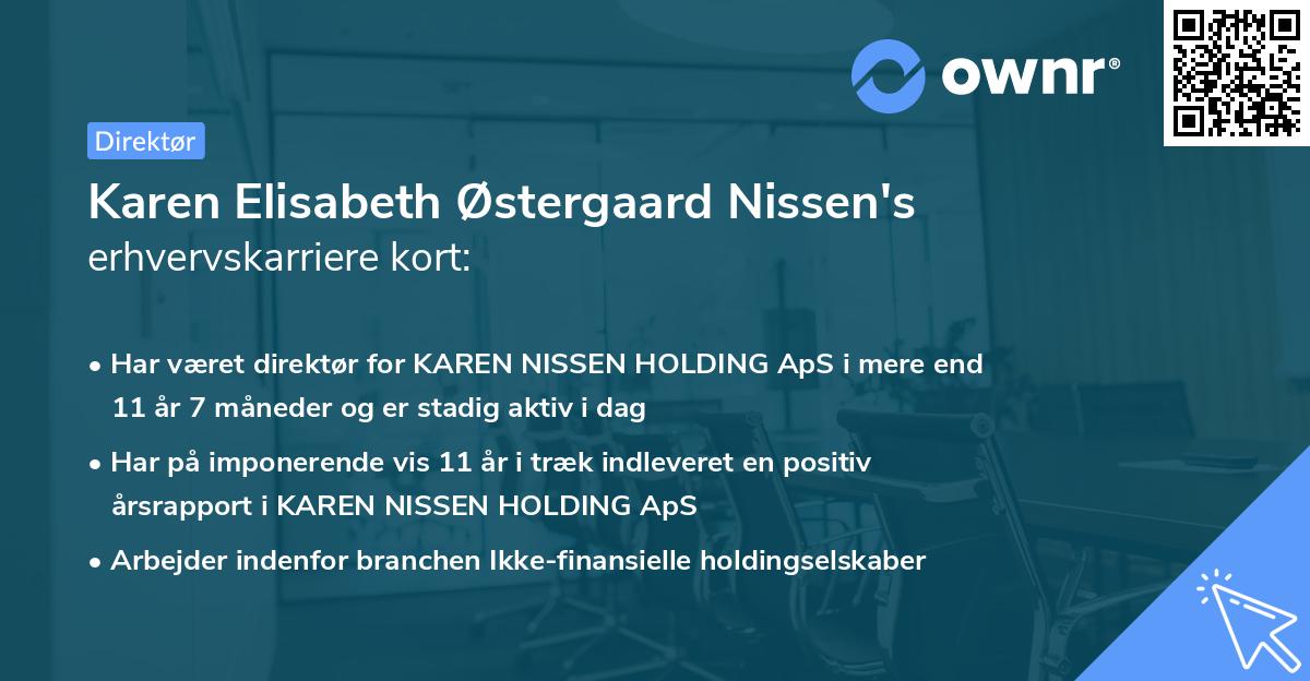 Karen Elisabeth Østergaard Nissen's erhvervskarriere kort