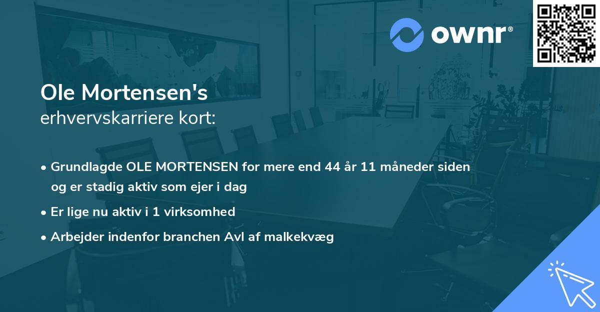 Ole Mortensen's erhvervskarriere kort