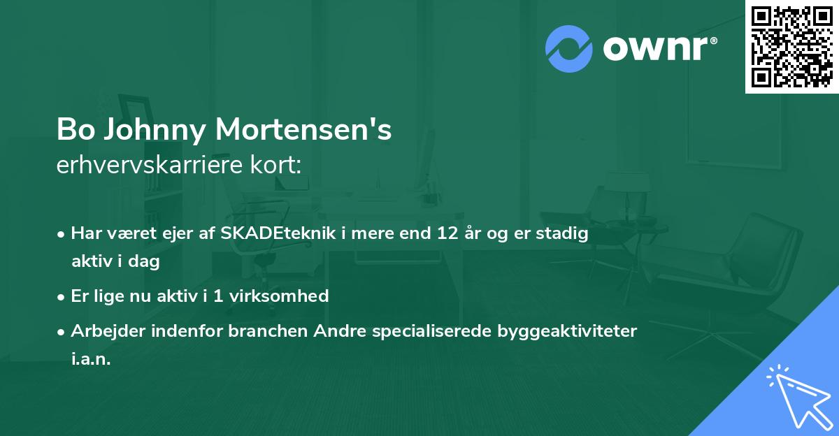 Bo Johnny Mortensen's erhvervskarriere kort