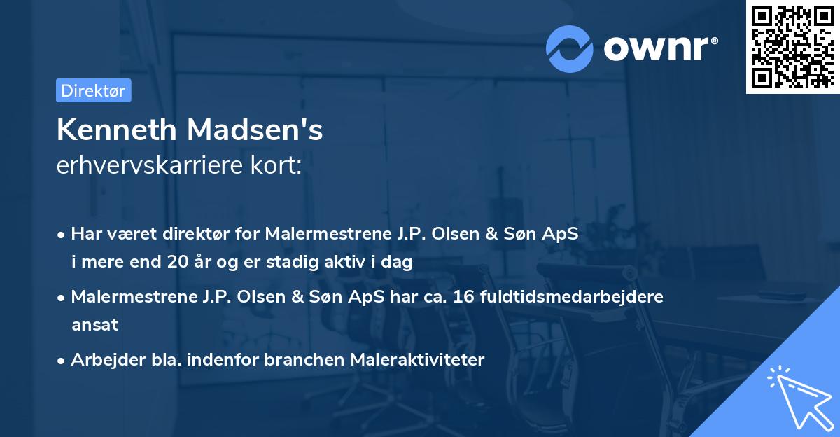 Kenneth Madsen's erhvervskarriere kort