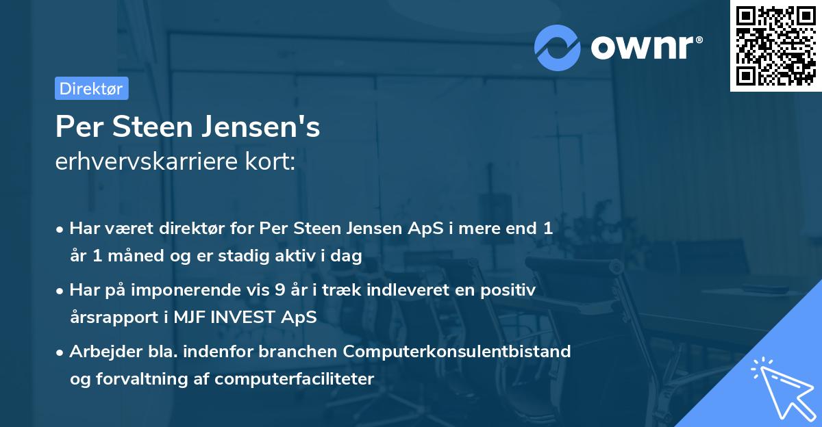Per Steen Jensen's erhvervskarriere kort