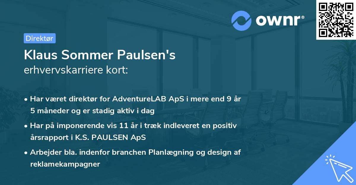 Klaus Sommer Paulsen's erhvervskarriere kort