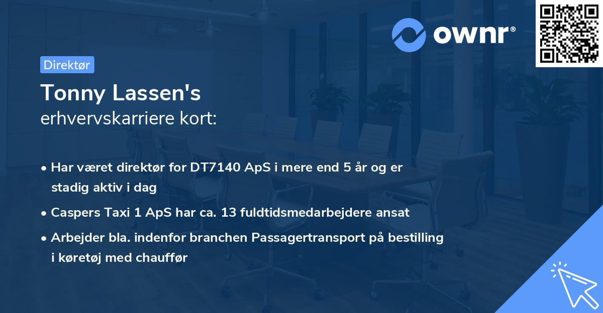 Tonny Lassen's erhvervskarriere kort