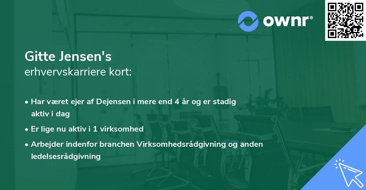 Gitte Jensen's erhvervskarriere kort