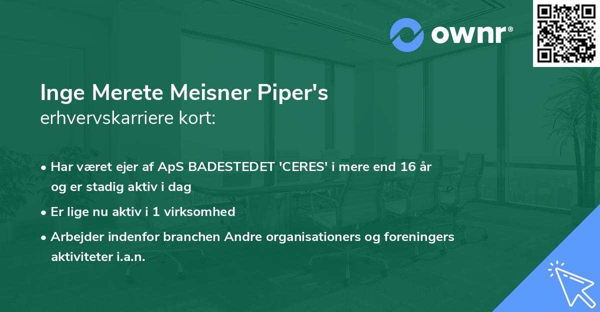 Inge Merete Meisner Piper's erhvervskarriere kort