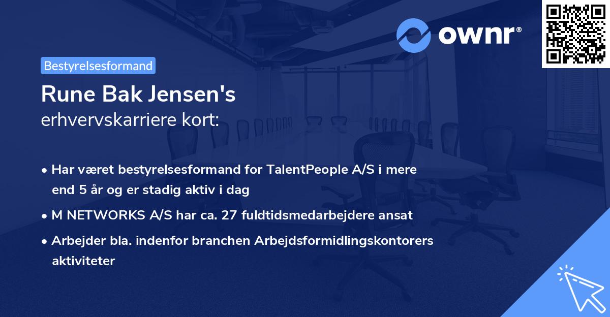 Rune Bak Jensen's erhvervskarriere kort