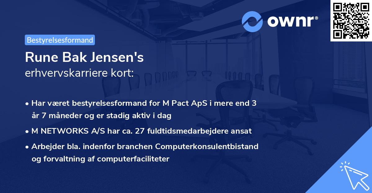 Rune Bak Jensen's erhvervskarriere kort