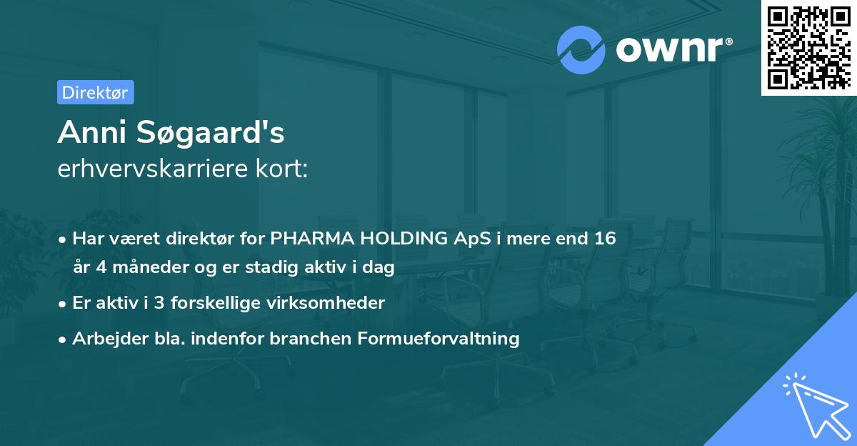 Anni Søgaard's erhvervskarriere kort