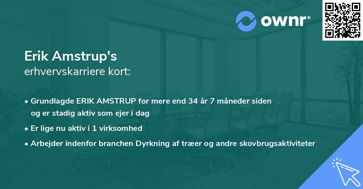 Erik Amstrup's erhvervskarriere kort