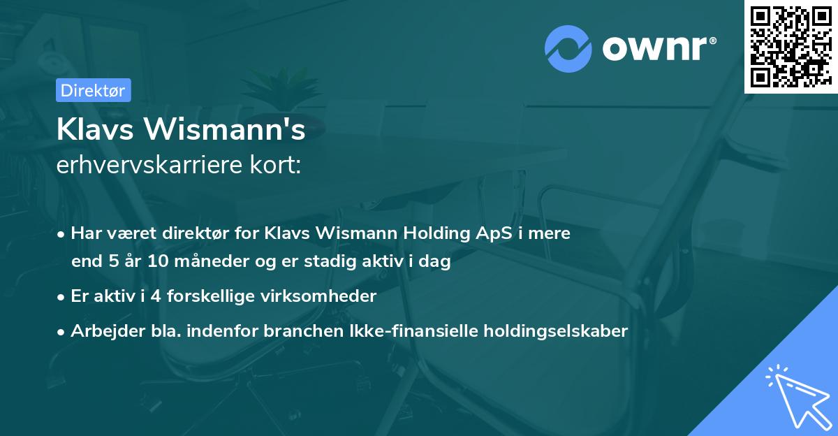 Klavs Wismann's erhvervskarriere kort