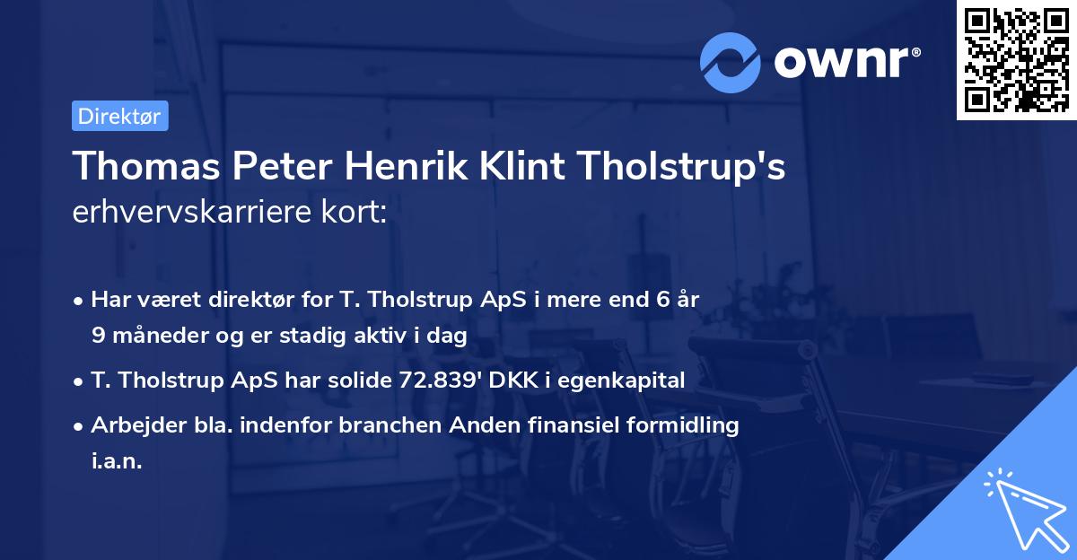 Thomas Peter Henrik Klint Tholstrup's erhvervskarriere kort