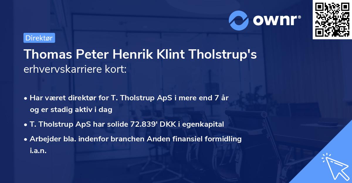Thomas Peter Henrik Klint Tholstrup's erhvervskarriere kort