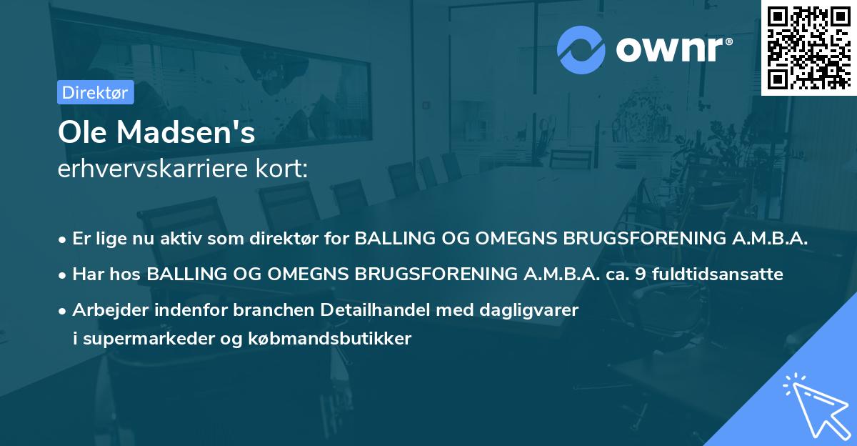 Ole Madsen's erhvervskarriere kort