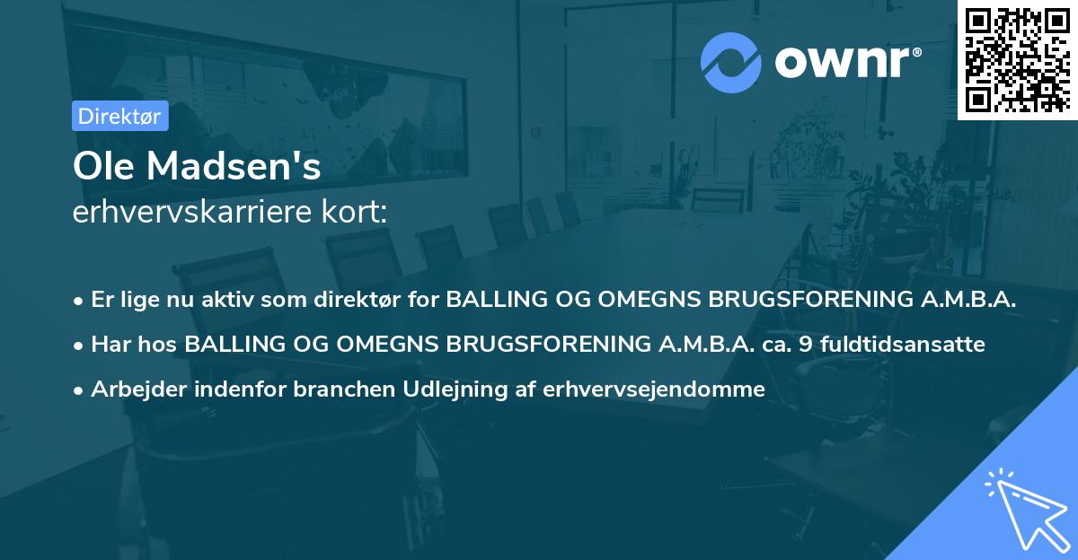 Ole Madsen's erhvervskarriere kort