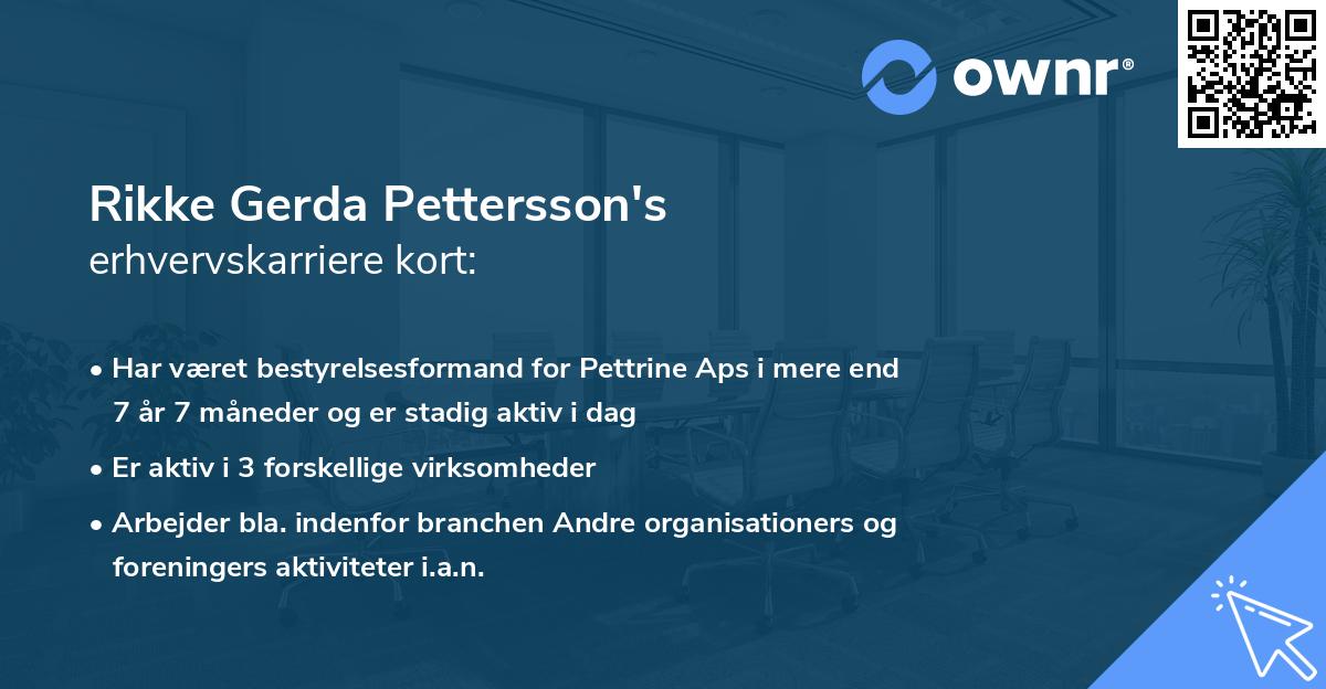 Rikke Gerda Pettersson's erhvervskarriere kort