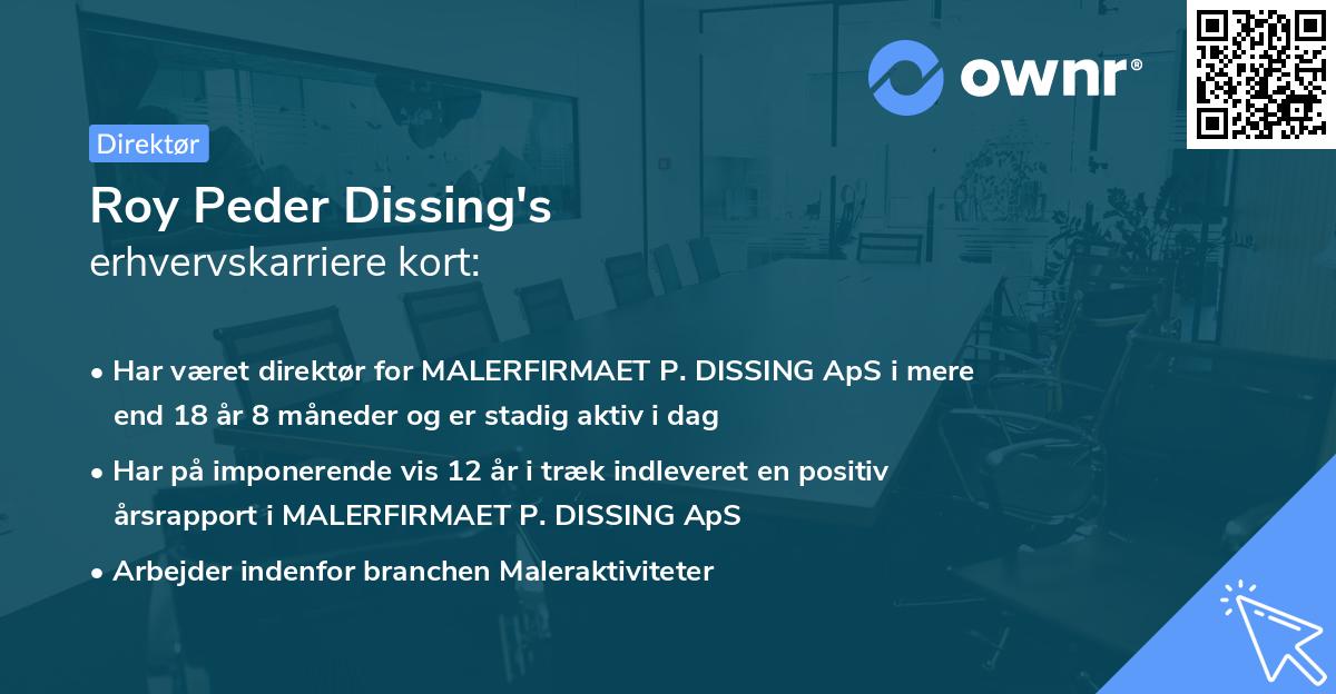 Roy Peder Dissing's erhvervskarriere kort
