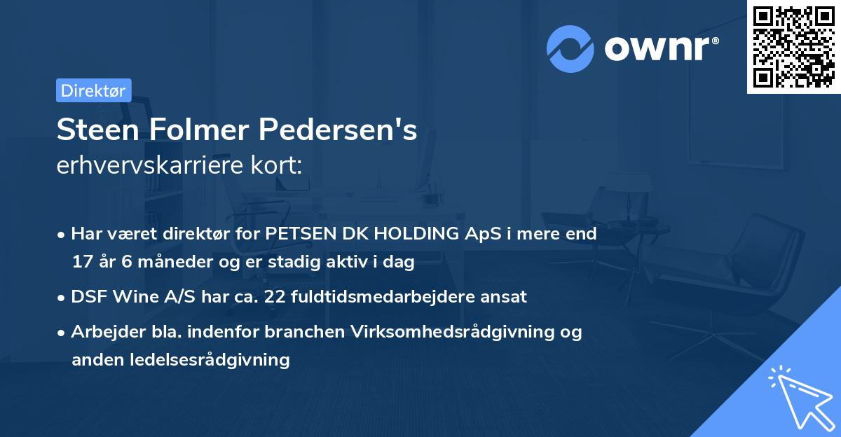 Steen Folmer Pedersen's erhvervskarriere kort