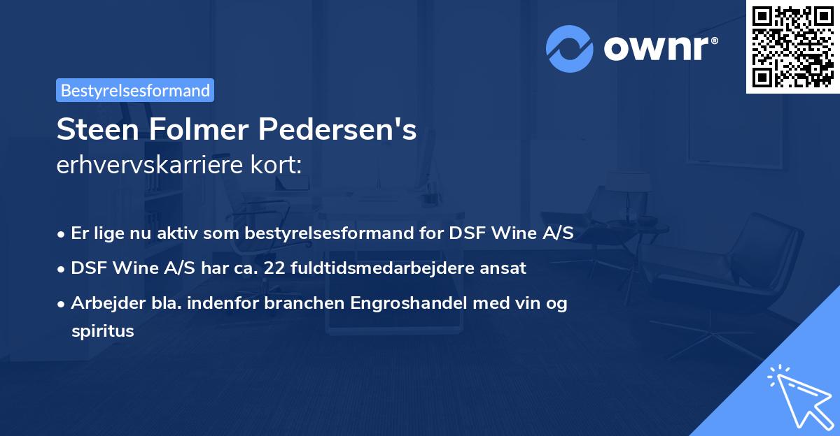 Steen Folmer Pedersen's erhvervskarriere kort