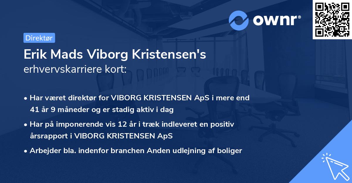 Erik Mads Viborg Kristensen's erhvervskarriere kort