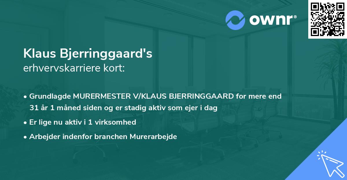 Klaus Bjerringgaard's erhvervskarriere kort
